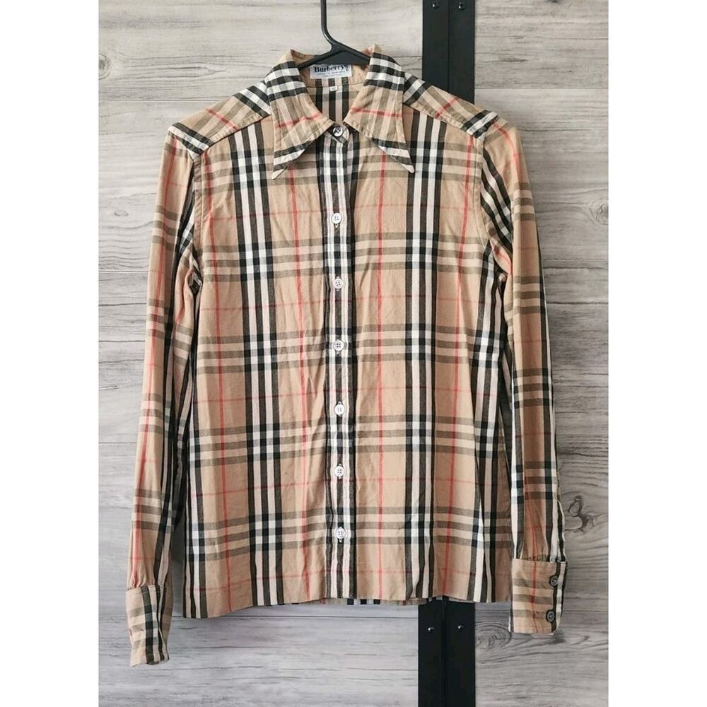 VTG Burberry London Nova Check Shirt Women's UK 10 Made In England MMT in Descr